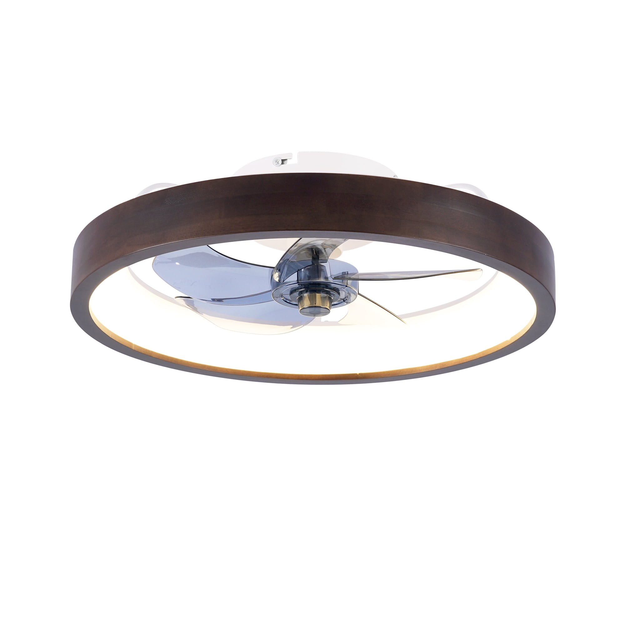 20" Flush Mount Ceiling Fan with Lights, 3000-6500K Dimmable LED, 6 Speeds Reversible Quiet DC Motor, Modern Farmhouse Ceiling Fan for Living Room Bedroom Kitchen, Wood & White