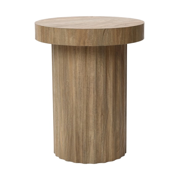 Langford Home 20" Fluted Wood Round Side Table
