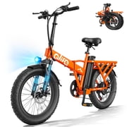 Qlife Hunter 20" Foldable Electric Bike Fat Tire for Adults, 48V 13.5Ah 500W, 28MPH 65Mi Max Range E Bike, 5-Speed Riding, Folding Electric Bicycle, Orange