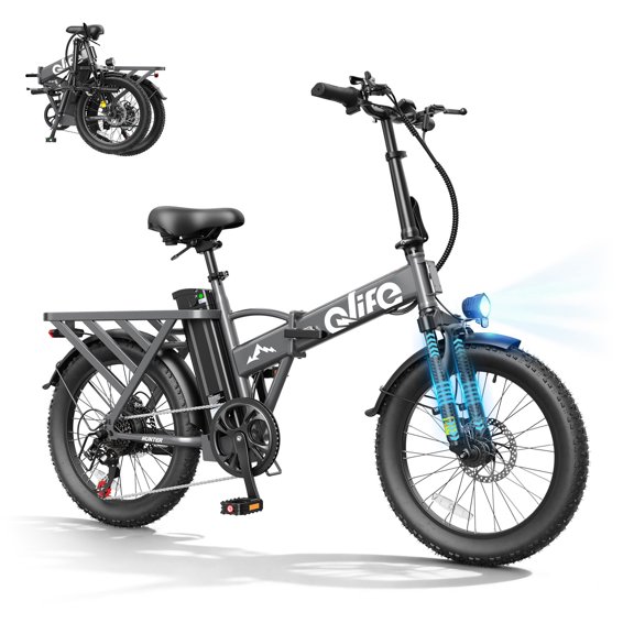 20" Foldable Electric Bike Fat Tire for Adults, 1200W Peak, 48V 13.5Ah, 28MPH 65 Mi Max Range E Bike, 5-Speed Riding, Folding Electric Bicycle, Grey