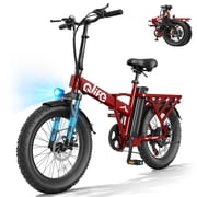 Qlife Hunter 20" Foldable Electric Bike Fat Tire for Adults, 48V 13.5Ah 500W, 28MPH 65Mi Max Range E Bike, 5-Speed Riding, Folding Electric Bicycle, Red