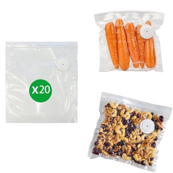 20 Food Storage Bags,Chef Preserve Reusable Vacuum Sealer Bags for Food Freezer, Microwave Odor-Resistant, Reusable Sous Vide Bags(20pcsS)