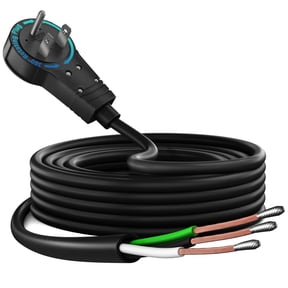 20-Foot 14 AWG 3-Prong Replacement Power Cord with 360-Degree Rotating Flat Plug, 15 Amp Extension Cable with Open End Pigtail Wiring for Various Appliances