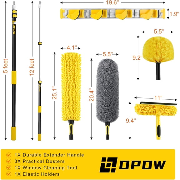 20 Foot High Ceiling Duster Kits with 5-12ft Heavy Duty Extension Pole