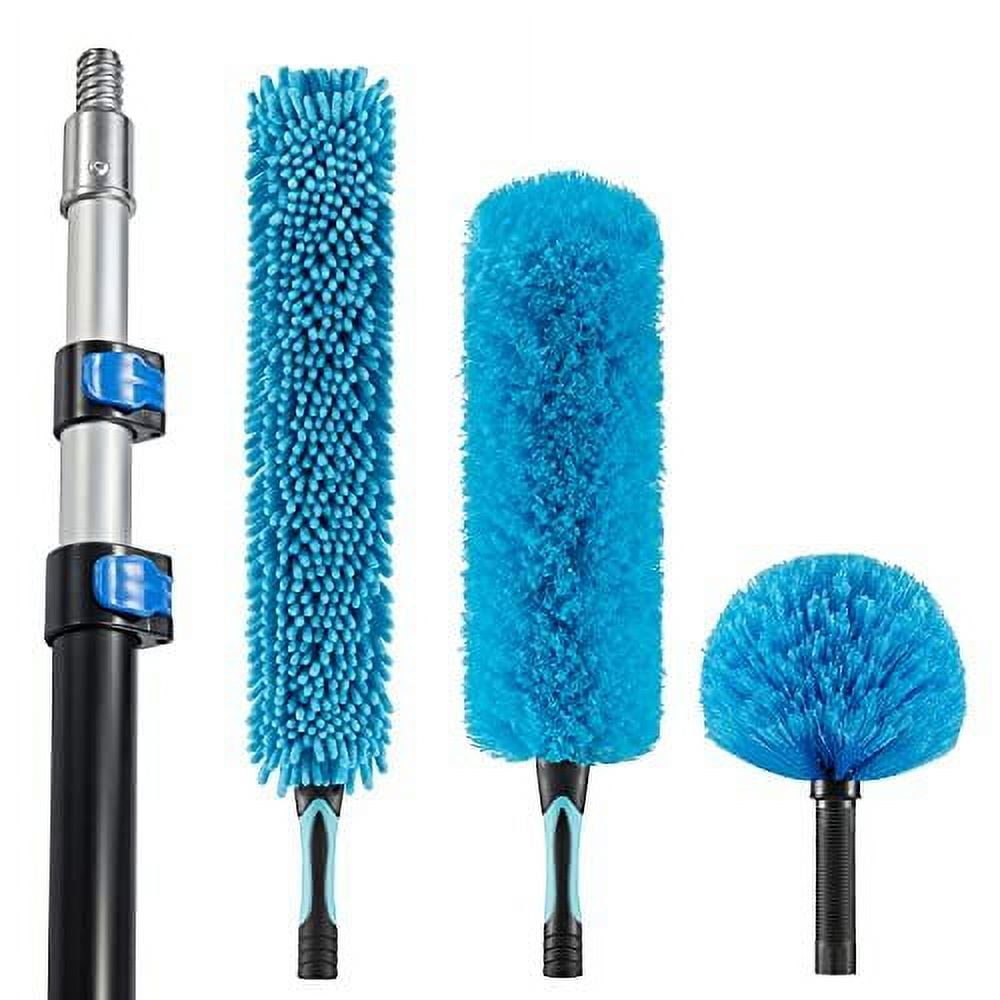 36 Foot High Reach Telescoping Duster Kit and Vinyl Siding Brushes with  7-30 ft Extension Pole // High Ceiling Cleaning and Window Washing kit //