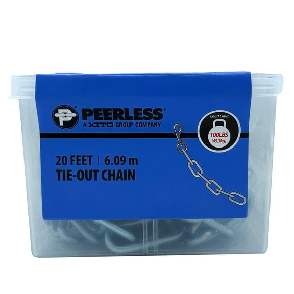20-Foot Pet Tie-Out Chain, Heavy-Duty, Dog Tie-Out, Peerless Chain Company, #4837060