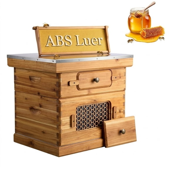 20-Frame Bee Hive Starter Kit, Beeswax Coated Langstroth Beehive with 1 Deep & 1 Medium Box, Transparent Windows & Foundations