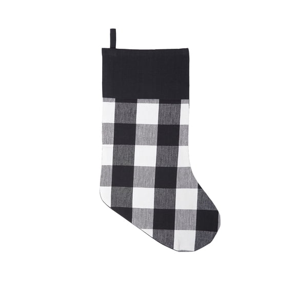 20" Franklin Black & White Plaid Hanging Large Christmas Stocking
