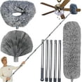 thumbnail image 1 of 20+ Ft High Reach Ceiling Fan Duster & Cobweb & Corner Brush Duster with 3-14 ft Spliceable Pole Microfiber Feather Duster for Spider Web, High Ceiling, Blinds, Furniture Cleaning Tool Kit, 1 of 7