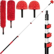 VividGreen 20 Ft High-Reach Duster Kit with 5-12FT Extendable Pole,Cobweb Duster,Chenille Ceiling Fan Duster,Microfiber Feather Duster