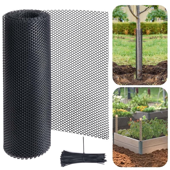 20 Ft Mesh Tree Guard Trunk Protectors, Flexible Net Tree Bark Protector with 100 Pcs Ties, Protects from Deer, Mowers, Trimmers