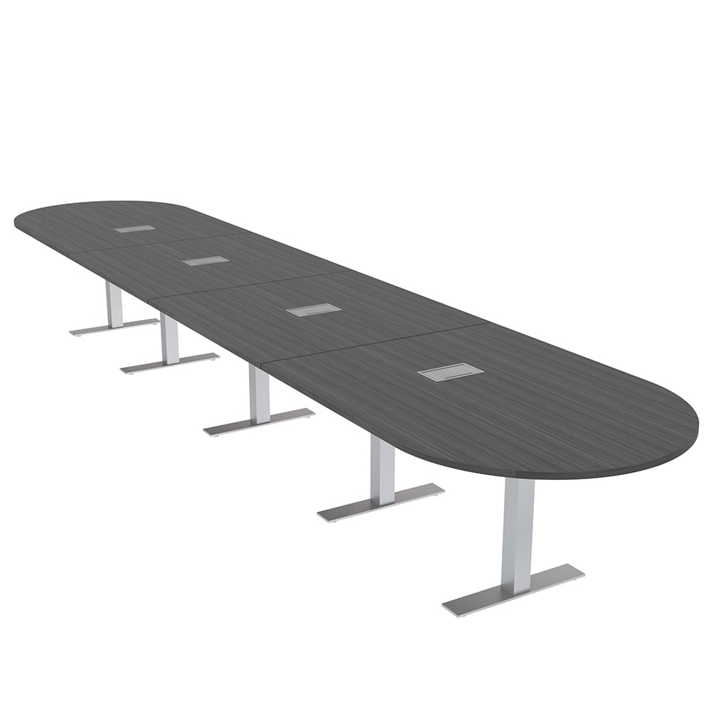 20 Ft Modular Racetrack Conference Table Metal T Bases Electric Units ...