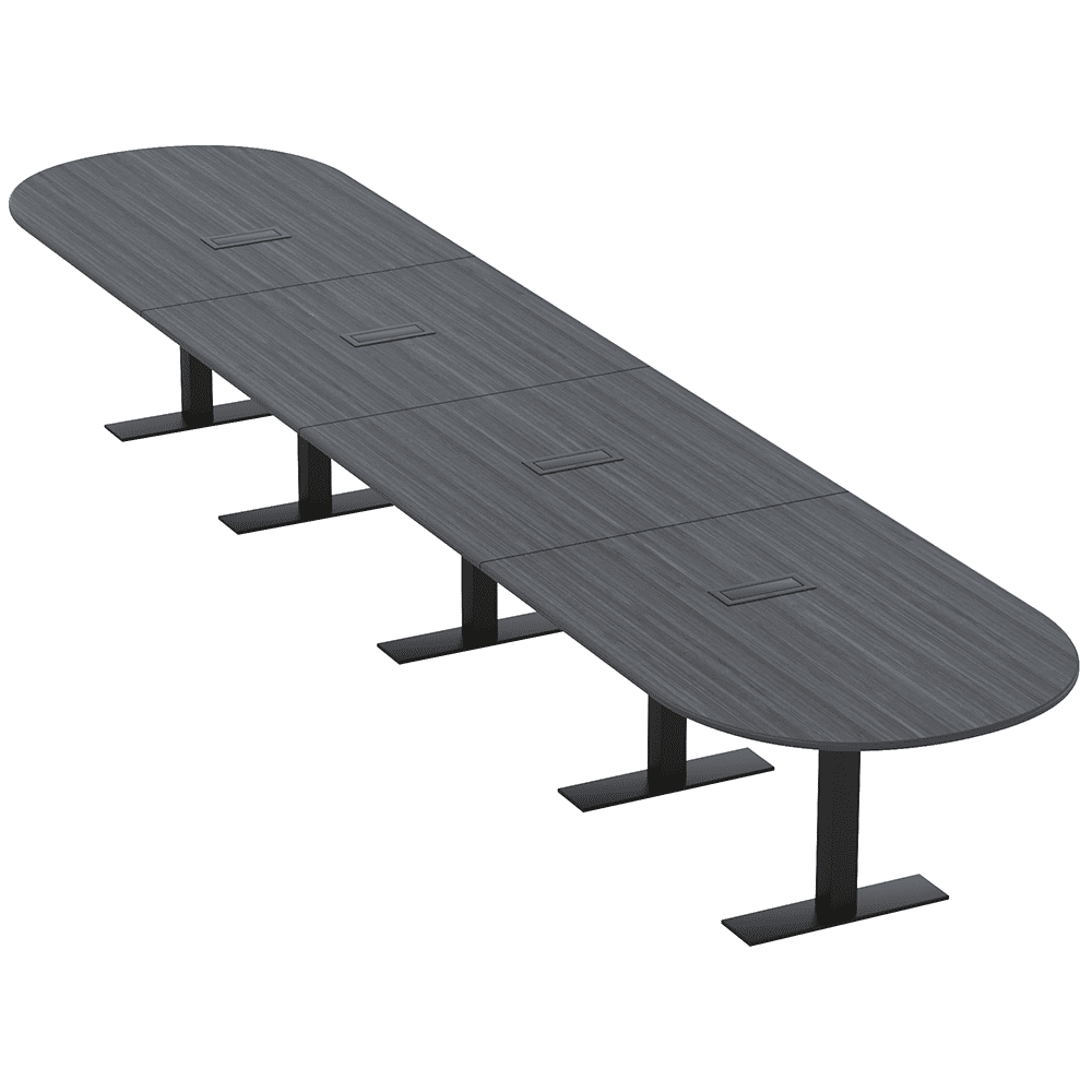 20 Ft Modular Racetrack Conference Table Metal T Bases Electric Units ...