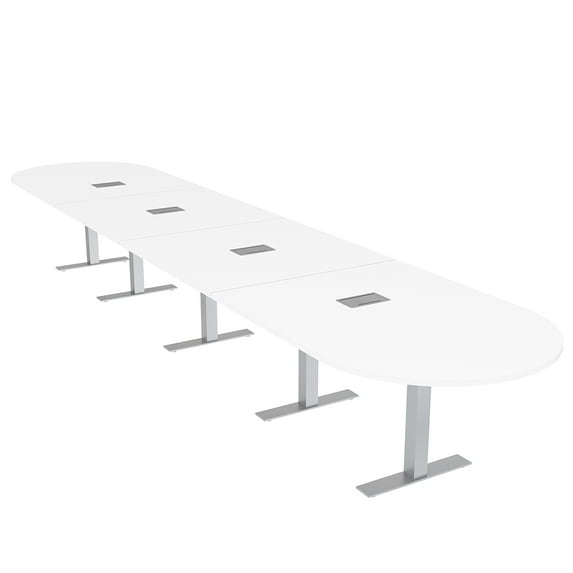 20 Ft Modular Racetrack Conference Table Metal T Bases Electric Units ...