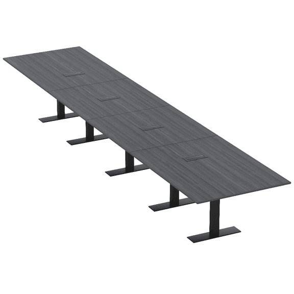 20 Ft Rectangular Modular Boardroom Table Metal T Bases Electric Units