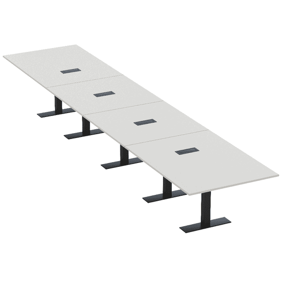 20 Ft Rectangular Modular Boardroom Table Metal T Bases Electric Units