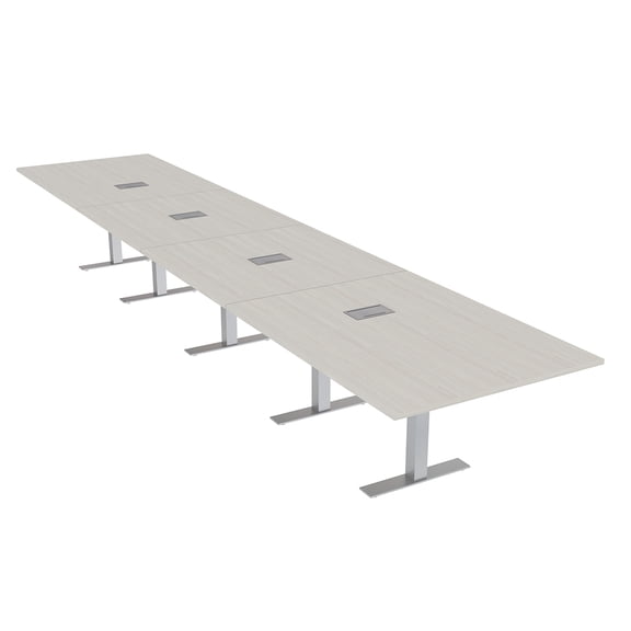 20 Ft Rectangular Modular Boardroom Table Metal T Bases Electric Units