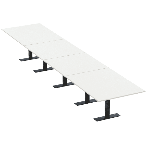 20 Ft Rectangular Modular Boardroom Table Metal T Bases Electric Units