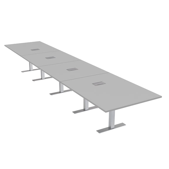 20 Ft Rectangular Modular Boardroom Table Metal T Bases Electric Units
