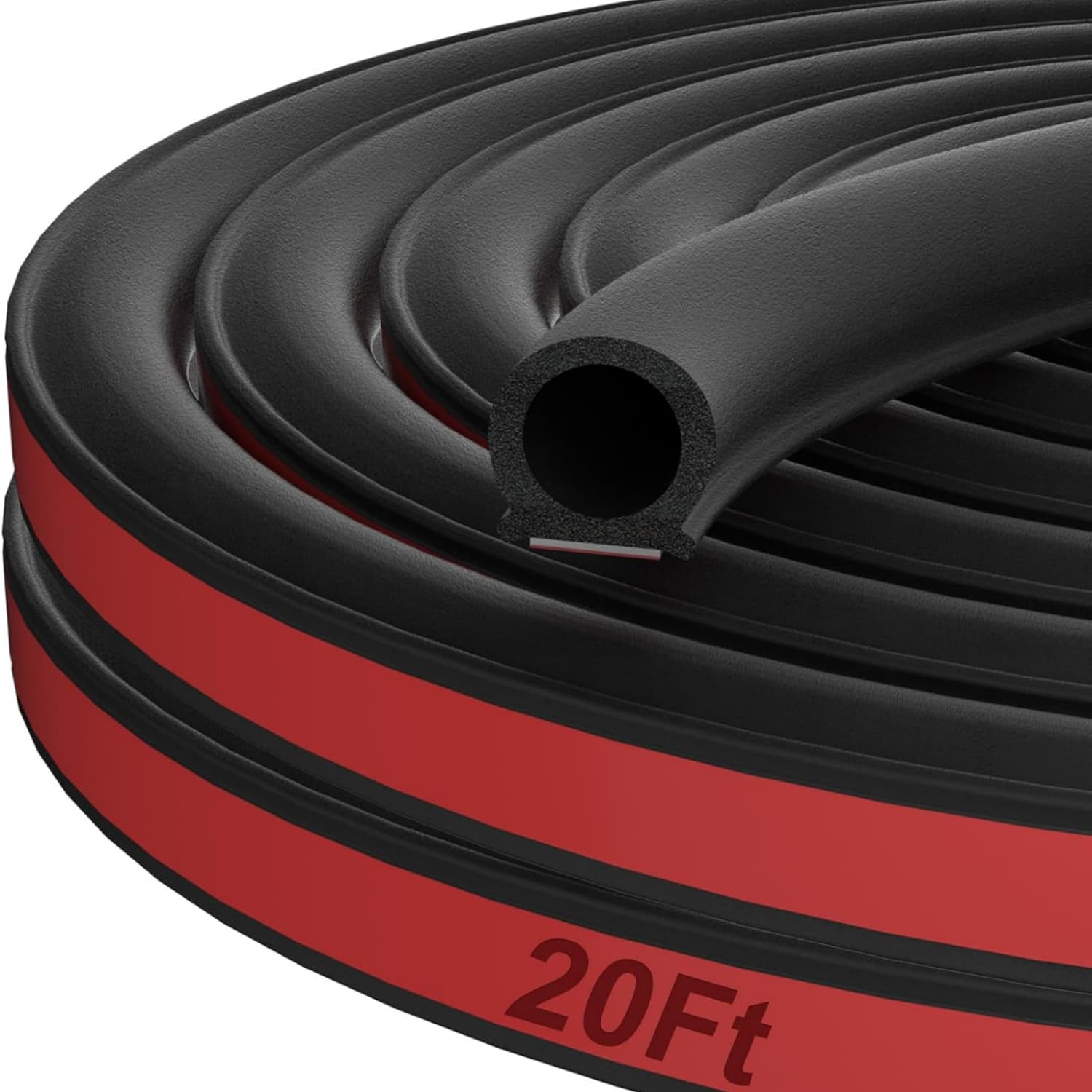 20 Ft Rubber Weather Stripping Door Seal, D Shaped Automotive Weather Stripping, Car Door Seal Strip, Self Adhesive Soundproofing Weatherstripping for Doors Windows Car Truck Auto