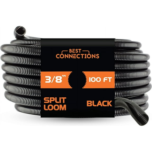 20 Ft Split Loom 1/4" 1/2" 3/4" Black Wire Harness Wrap Cover Sleeve Conduit