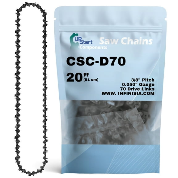 20" Full Chisel chainaw Chain D70 Replacement for Allis Chalmers 195 chainaws - (20 inch, 3/8" Pitch, 0.050" Gauge, 70 Drive Links)