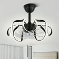 thumbnail image 1 of 20" Futuristic Modern Black Flush Mount Ceiling Fan with LED Light, Low Profile 6-Speed Smart APP Remote Control, 1 of 13