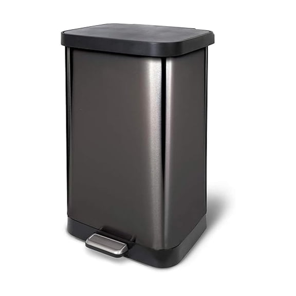 20 Gallon / 75.5 Liter Extra Capacity Stainless Steel Step Trash Can with CloroxTM Odor Protection, Pewter