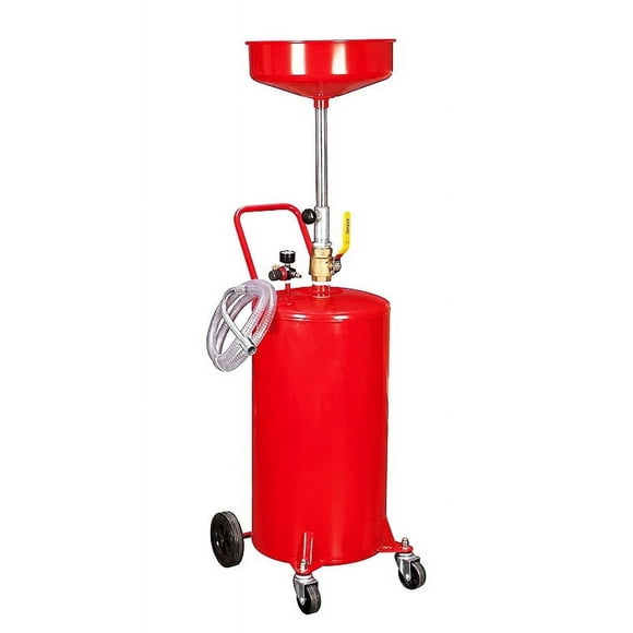 XtremepowerUS 20 Gallon Waste Oil Drain Tank, Air Operated Portable Oil Drainer With Adjustable Funnel Height, Fluid Fuel Transfer Drainage With Wheels, Oil Change Container