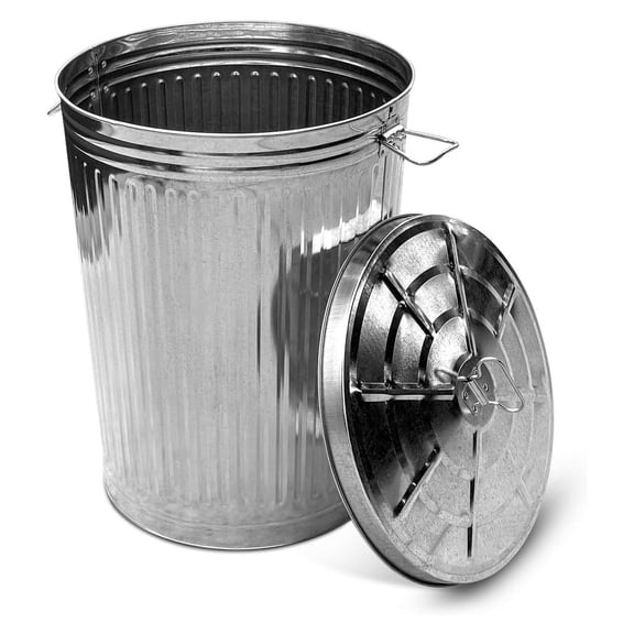 20-Gallon Galvanized Steel Round Trash Can with Lid - Heavy Duty Outdoor Garbage Bin for Home, Office, or Commercial Use - Rust-Resistant and Durable Construction