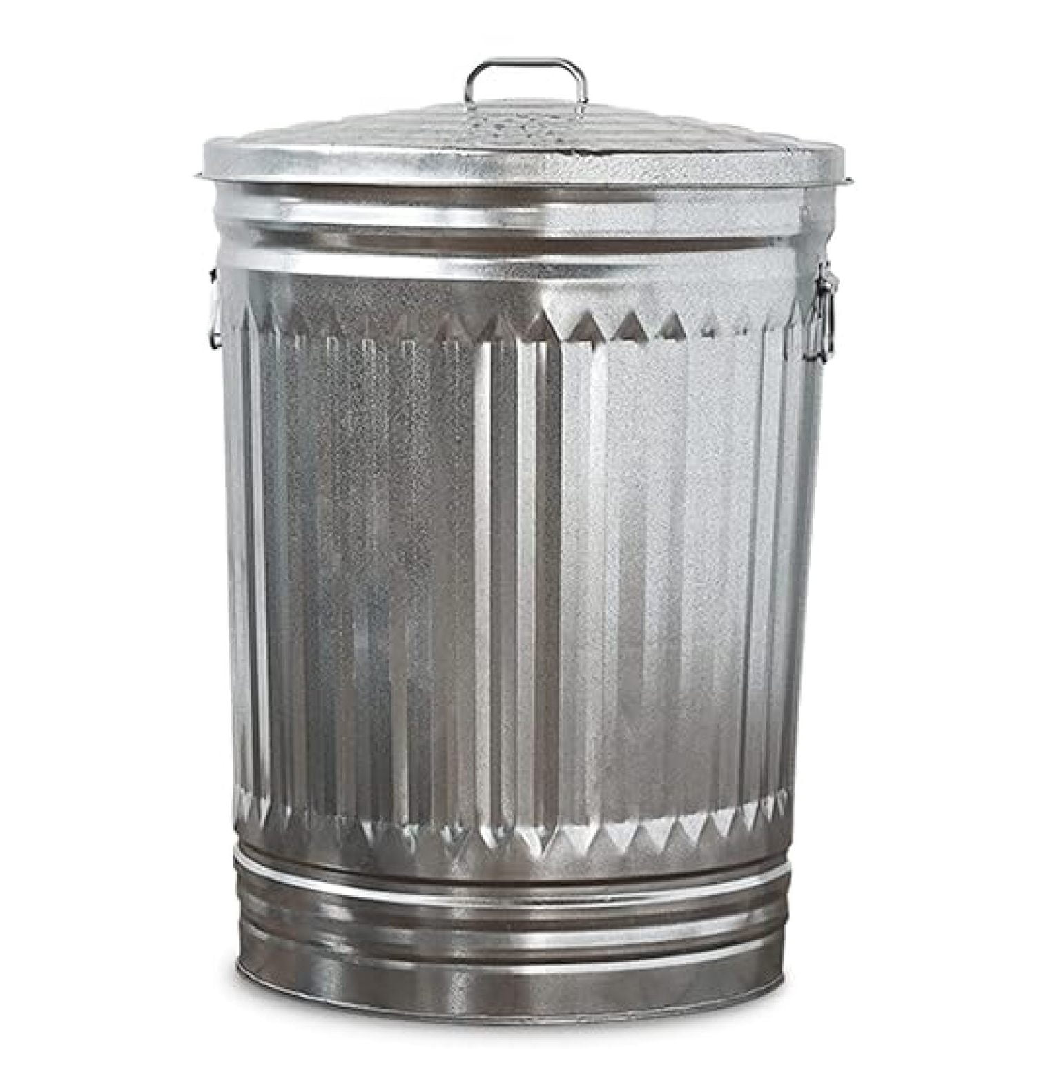 20 Gallon Galvanized Steel Trash Can with Lid, Silver, 17.5 inch*17.5 ...