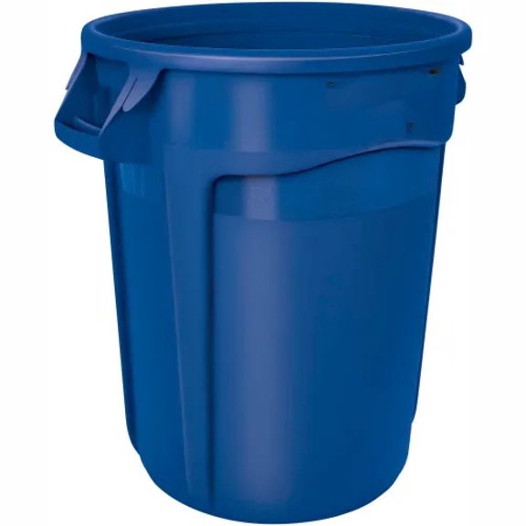 20 Gallon Heavy Duty Vented Trash Can, Round Utility Waste Container with Pro Handles, Commercial Indoor Outdoor Garbage Bin, Blue
