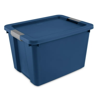 Sterilite Large Storage Bin, 20 Gallon Plastic Storage Container with Latch Lid, Blue