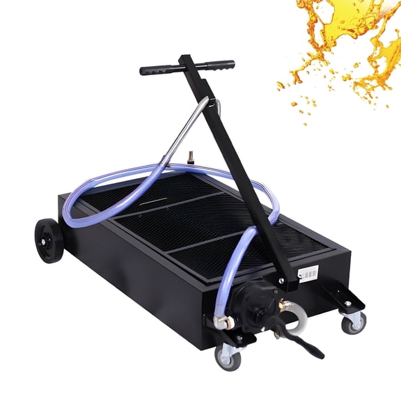 20 Gallon - Low Profile Oil Drain Pan, Oil Drain Pan with Manual Pump - Folding Handle, Heavy-Duty Mobile  Oil Drain Tank with Locking Wheels & Filter Screen for Easy Truck, SUV Oil Changes