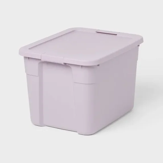 20 Gallon Portable Gray Storage Tote with Secure Lid Stackable Utility Tub with Ergonomic Handles Heavy-Duty Plastic Bin for Garage Home Basement Attic Organization