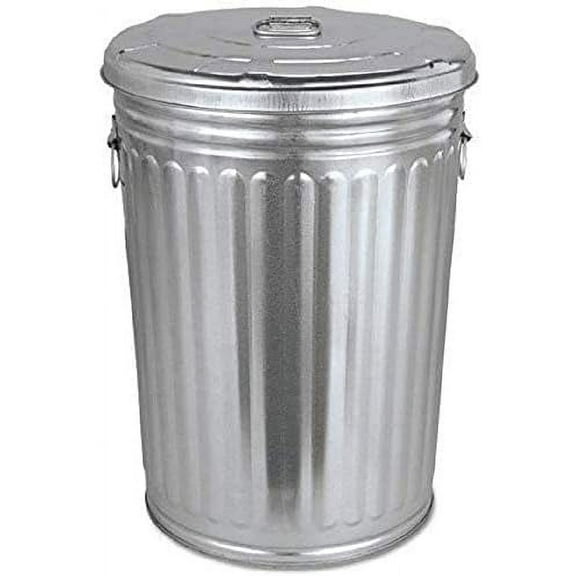 20 Gallon Pre Galvanized Outdoor Steel Garbage Can with Lid, Grey