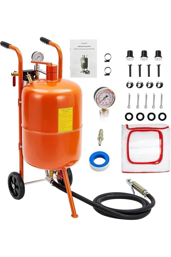 20 Gallon Sand Blasting Machine, 60-110 Psi Pressure Air Sand Blasting Kit w/4 Ceramic Nozzles & Oil-Water Separator, for Stain Removal Paint