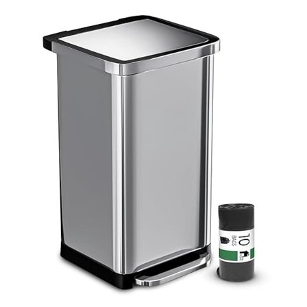 20 Gallon Stainless Steel Large Kitchen Trash Can with Foot Pedal, Soft Close Lid and Trash Bag Retainer Rim