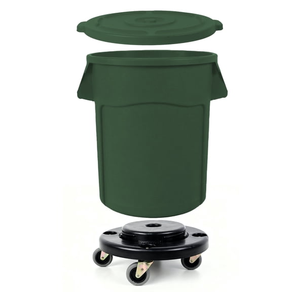 20 Gallon Trash Can with Wheels, 1 Pack Outdoor Trash Can, Green