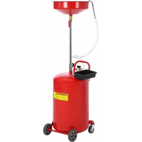 20 Gallon Waste Oil Drain Tank, Portable Air Operated Drainer With Adjustable Funnel Height 38"-65", Portable Oil Drain Container,15" Funnel Fluid Fuel Transfer Drainage With 360° Wheels & Toolbox