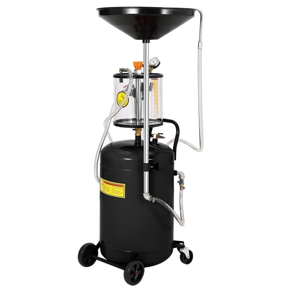 20 Gallon Waste Oil Drain Tank, Portable Air-Operated Oil Drainer with Adjustable Funnel Height, 15" Premium Bowl, Wheels & Built-In Toolbox, Fluid & Fuel Transfer Oil Change Container for Auto Shops