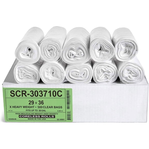 Aluf Plastics 20-30 Gallon Trash Bags - (Commercial 500 Pack) - Source Reduction Series Value High Density 10 Micron Gauge (Equiv)