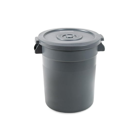 20 Gallon with Lid Round Trash Can Storage Containers Ingredient Bin Tall Trash Can  Bin Plastic Barrel (Gray)
