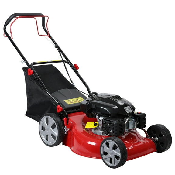 20" Gas Lawn Mower, 4-Stroke Push Lawn Mower Gas Powered, 144cc Engine, 7-Position Height Adjustment, 50L Grass Tank, Ergonomic Foldable Handle for Yard & Garden