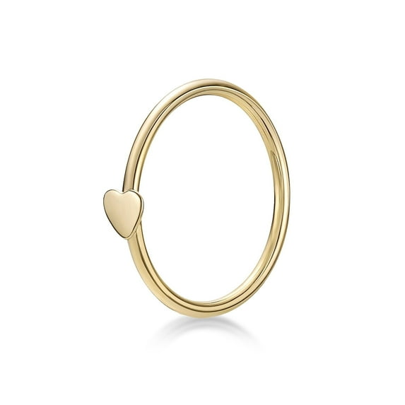 20 Gauge Hoop 14K Yellow Gold Heart 8MM Nose Ring