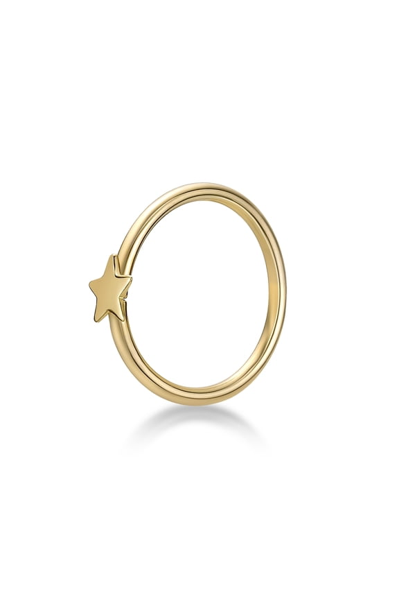 20 Gauge Star Hoop Nose Ring in 14k Yellow Gold 10 mm in Diameter Hypoallergenic Unisex Nose Ring 20G Body Piercing by Lavari Jewelers