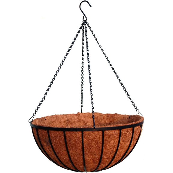 20" Georgian Rigid Iron Hanging Basket (940) with Coco Moss Liner