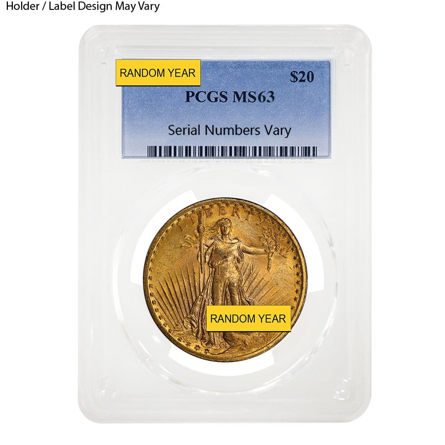U.S. MINT $20 Gold Double Eagle Saint Gaudens PCGS MS 63 (Random Year)