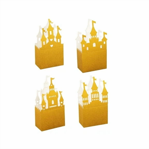 20 Gold Glitter Princess Castle Paper Favor Boxes Wedding Party Events