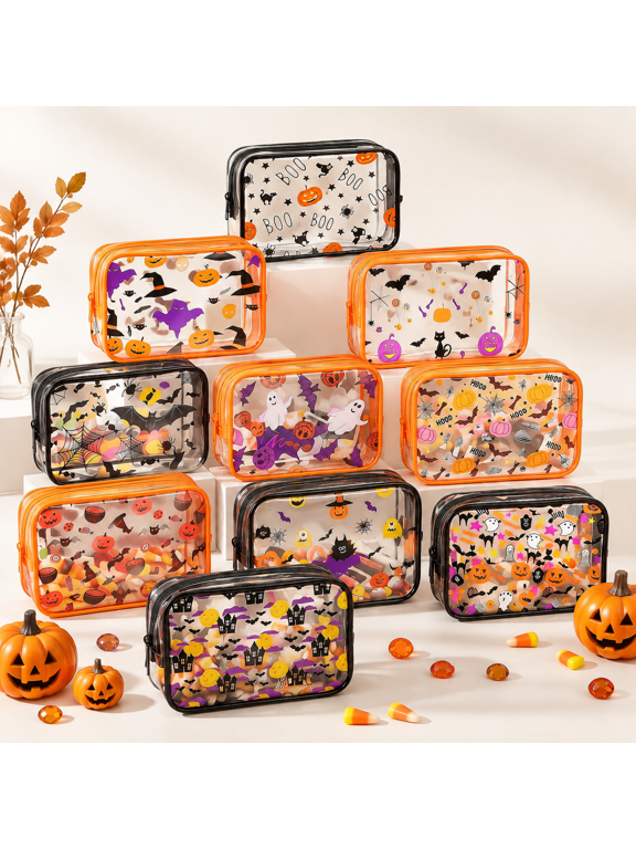 20 Gothic Canvas Makeup Bag Set, 10 Styles Bulk Travel Pouch